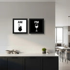 Set 2 Cuadros Am Pm Mate Vino Cocina Living Decoracion
