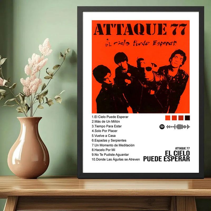 Cuadro Attaque 77 El Cielo Puede Esperar Album Spotify Rock Marco Negro