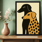 Cuadro Dormitorio Living Duo Canino Tonos Neutros Beige Marco Negro
