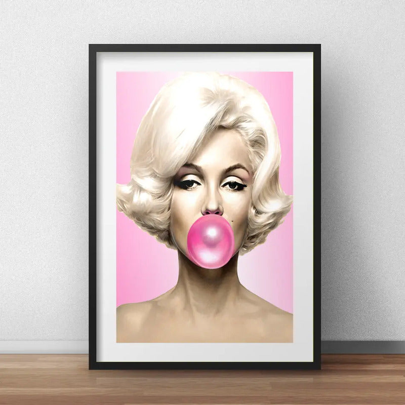 Cuadro Marilyn Monroe Chicle Goma Pop Art Con Paspartu