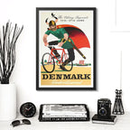 Cuadro Carrera Bicicleta Retro Vintage Bike Ciclismo Afiche Denmark The Viking Pageants 1936 Negro