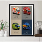 Cuadro Casco Formula 1 Auto Verstappen Leclerc Norris Alonso Marco Negro
