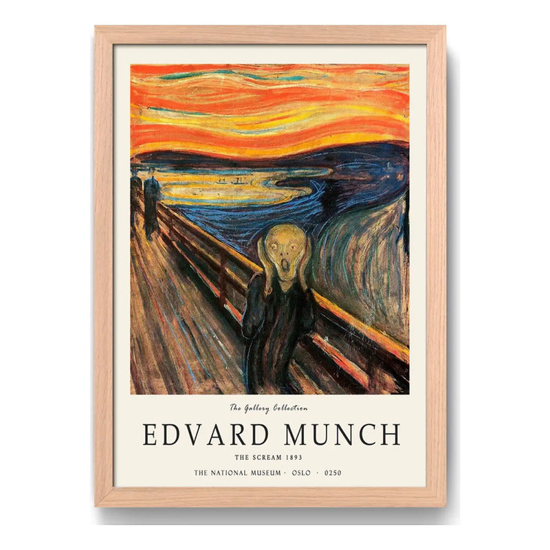 Cuadro Living Dormitorio Edvard Munch El Grito Expo Oslo Oak Marco Marrón Claro