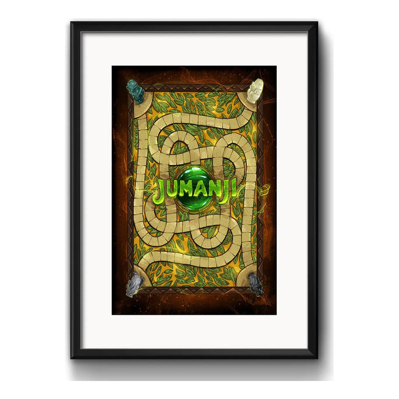 Cuadro Jumanji En La Selva Pelicula Cinema Con Paspartú Marco Negro