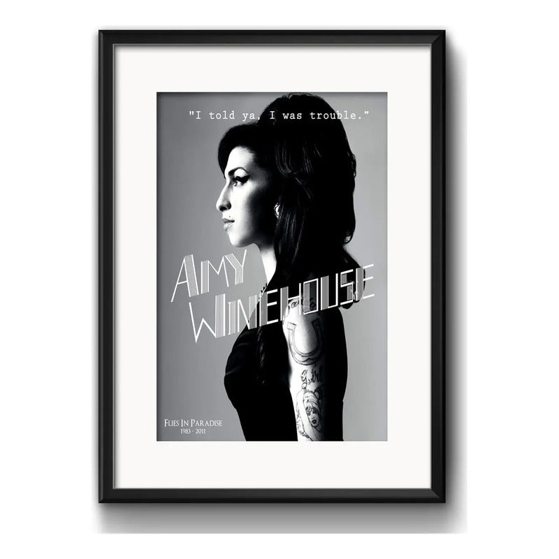 Cuadro Amy Winehouse Letra Musica Decoracion Con Paspartú Marco Negro