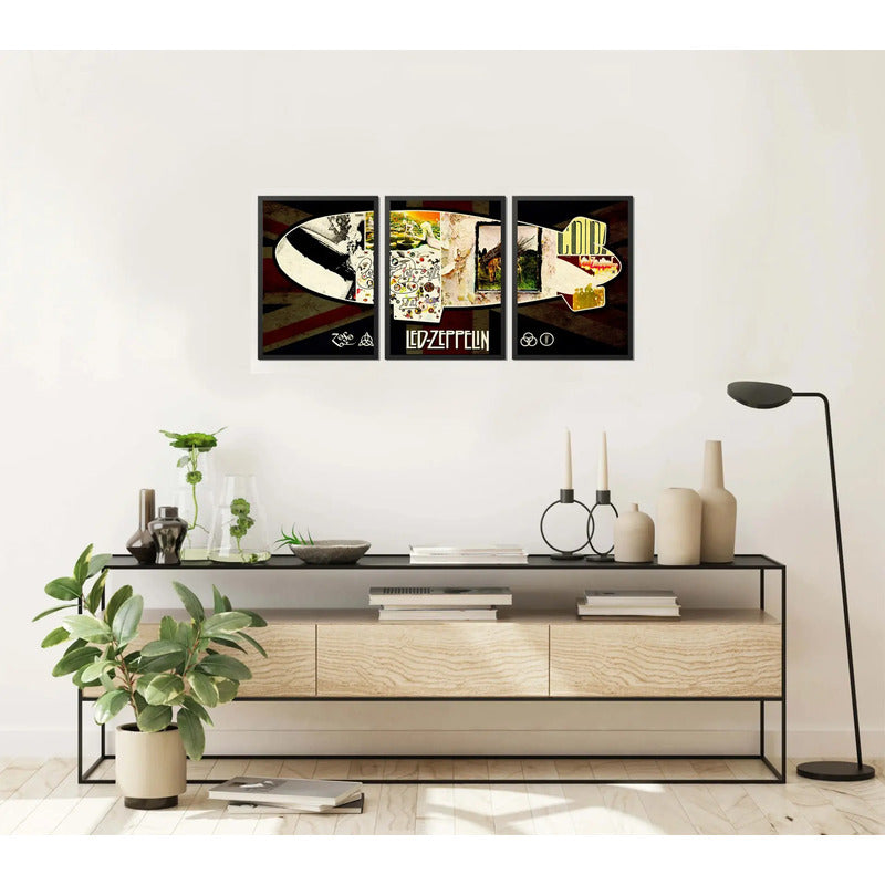 Set 3 Cuadros Led Zeppelin Rock Music Album Retro Decoración