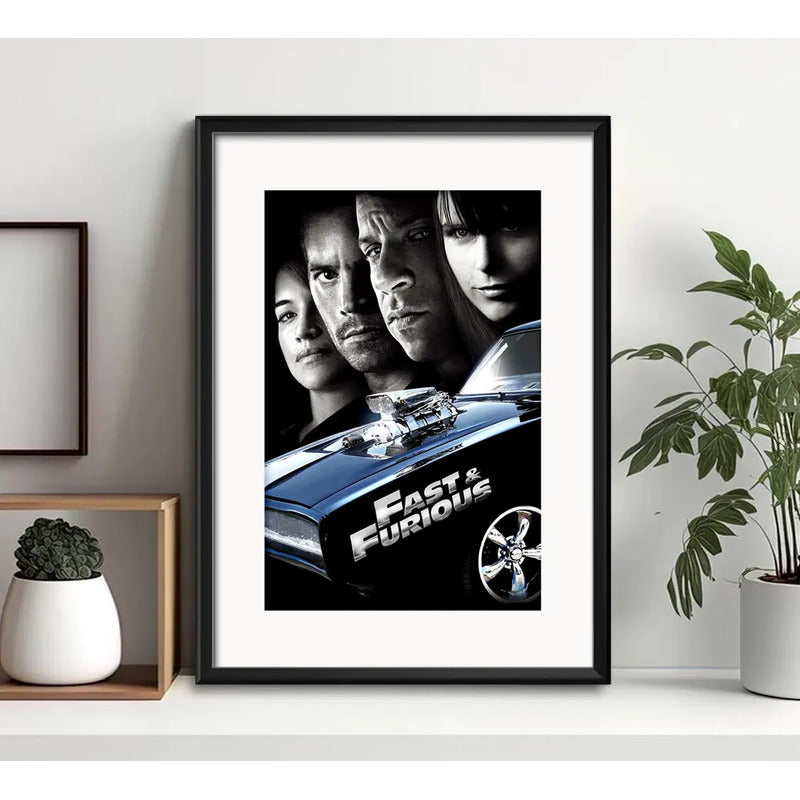 Cuadro Rápidos Furiosos Fast 4 Furious Pelicula Con Paspartú Marco Negro