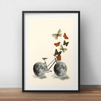 Cuadro Bicicleta Mariposas Retro Vintage Bike Con Paspartu Marco Negro