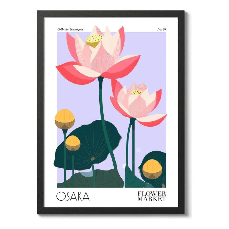 Set 3 Cuadros Flower Market Flores Asia Arte Decoracion Marco Negro