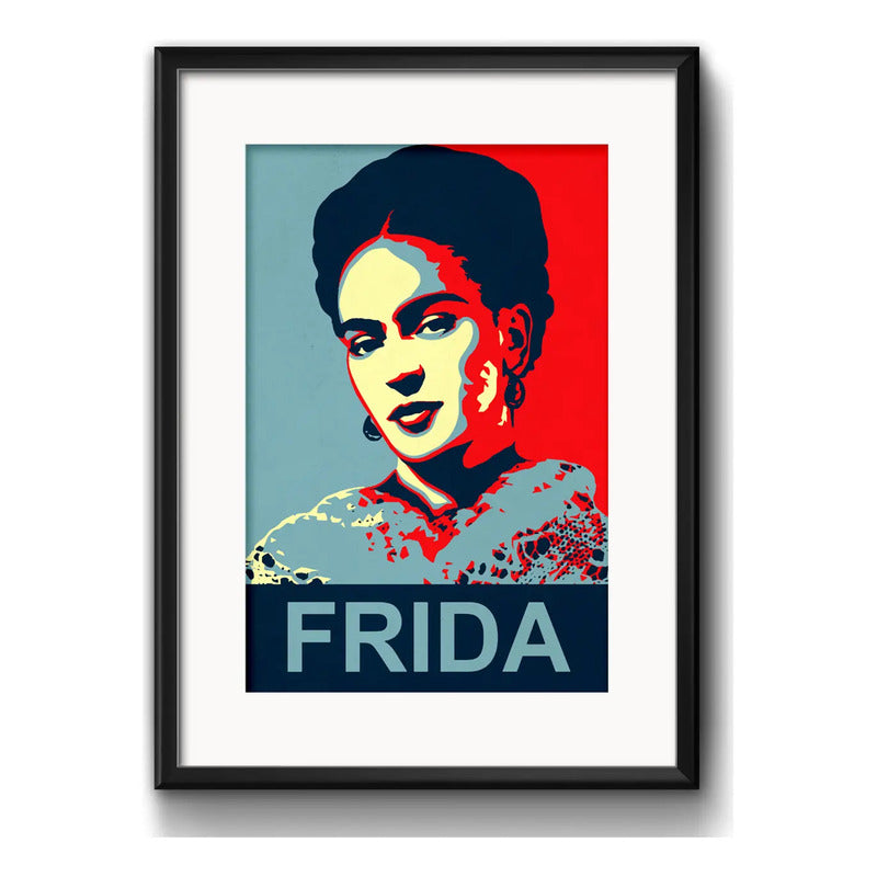 Cuadro Frida Kahlo Pop Art Pintora Decoracion Con Paspartu Marco Negro