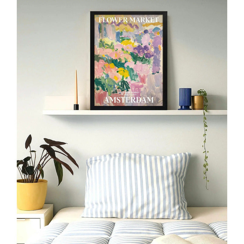 Cuadro Dormitorio Flower Market Flores Ciudades Matisse Arte Flower Market Amsterdam Marco Negro