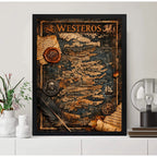 Cuadro Game Of Thrones Mapa De Westeros Série Arte Retro Marco Negro