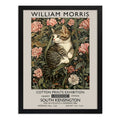 Cuadro Gato Flores William Morris Gatito Arte Exposición Marco Negro