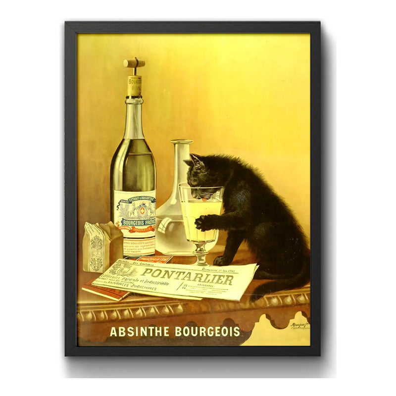 Cuadro Absinthe Bourgeois Drink Retro Bebida Cocina Bar Pub Marco Negro