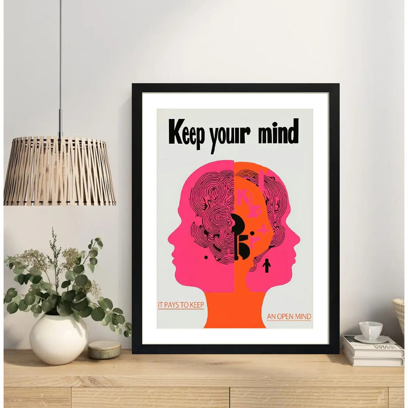 Cuadro Keep Your Mind Mantén Tu Mente Frase Psicología Marco Negro