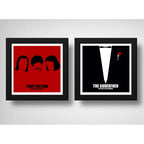 Set 2 Cuadros Pulp Fiction Godfather Minimalista Peliculas Marco Negro
