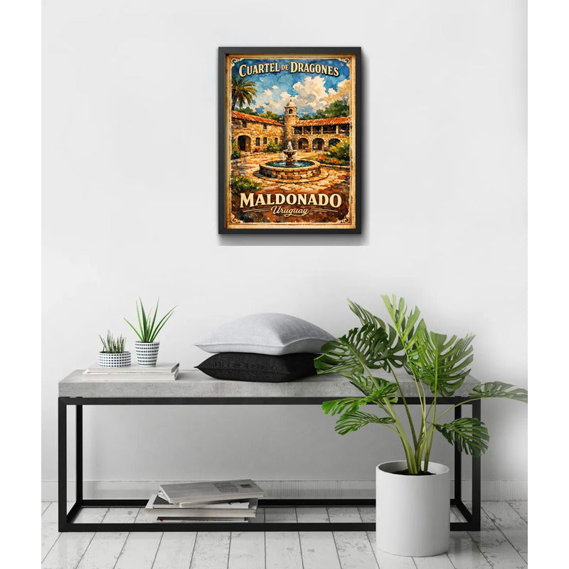 Cuadro Maldonado Ciudad Cuartel De Dragones Retro Uruguay Marco Negro