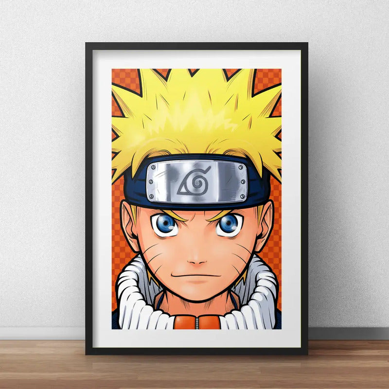 Cuadro Naruto Pop Art Anime Manga Decoracion Con Paspartú Marco Negro