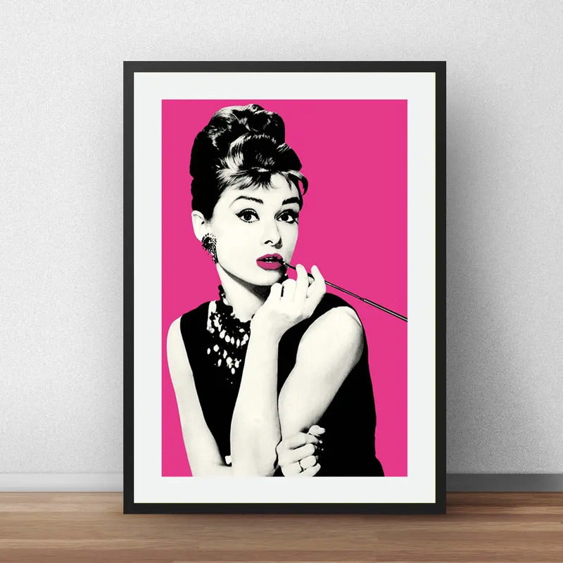 Cuadro Audrey Hepburn Pop Art Cine Hollywood Con Paspartu