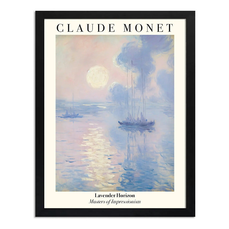 Cuadro Dormitorio Living Claude Monet Horizonte Lavanda Mar Marco Negro