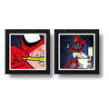 Set 2 Cuadros Spiderman Baño Superhéroe Comics Decoracion Marco Negro