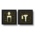 Set 2 Cuadros Baño Retro Paris Decoracion Lavabo 33x33cm Marco Negro