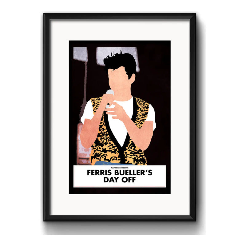 Cuadro Save Ferris Minimalista Pelicula Cine Con Paspartú Marco Negro