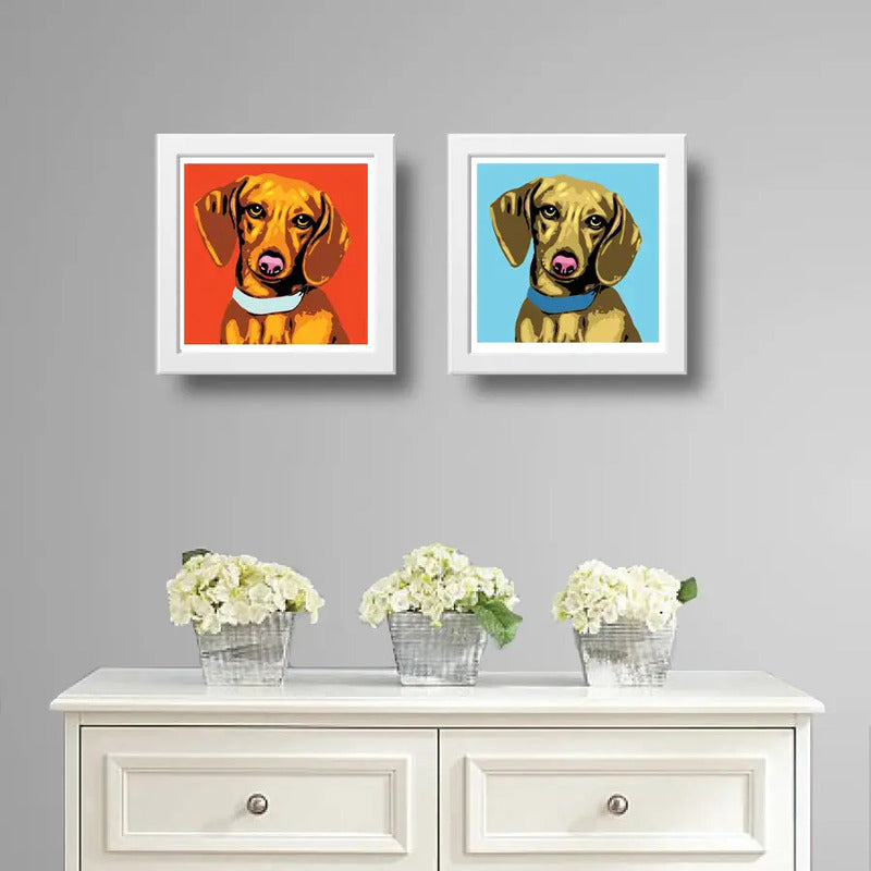 Set 2 Cuadros Perro Dachshund Pop Art Mascotas Decoracion