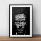 Cuadro Dr. House Frase Serie Tv Blanco Negro Con Paspartú Marco Negro