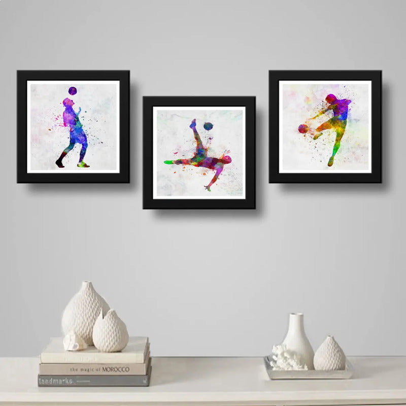 Set 3 Cuadros Futbol Pop Art Jugadores Deporte Decoracion