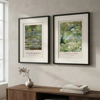 Set 2 Cuadros Living Claude Monet Van Gogh Brs2 Con Paspartu Marco Negro