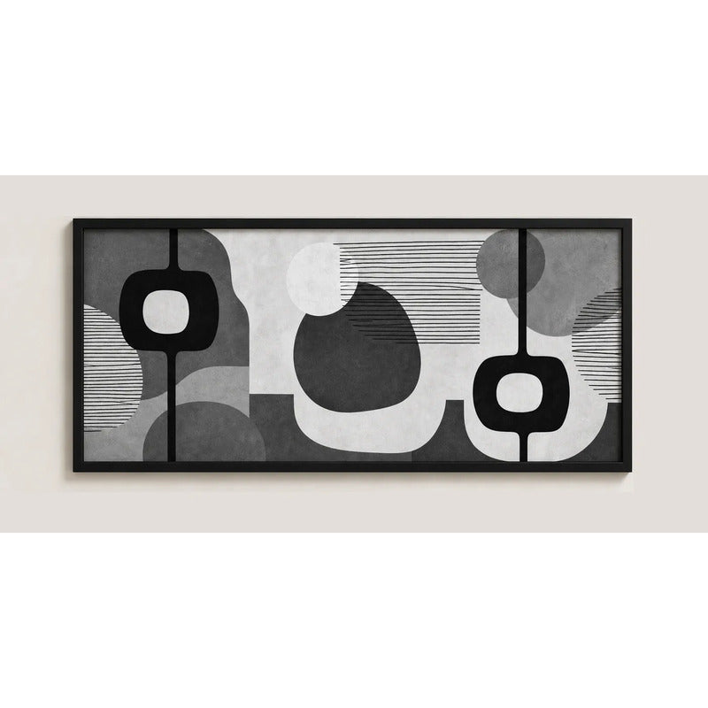 Cuadro Dormitorio Living Boho Abstracto Blanco Negro Grande Marco Negro