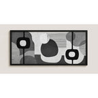 Cuadro Dormitorio Living Boho Abstracto Blanco Negro Grande Marco Negro