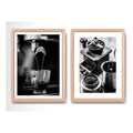 Set 2 Cuadros Cafe Espresso Making Coffee Cafetería Cocina Marco Madera Natural Oak