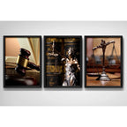 Set 3 Cuadros Abogado Diosa De La Justicia Juez Decoracion