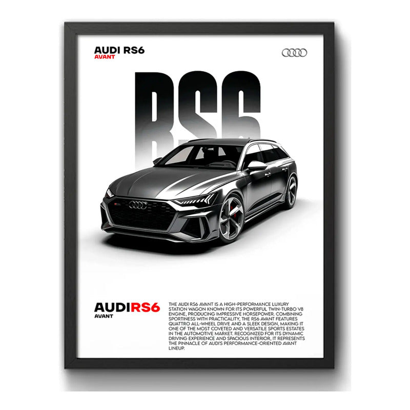 Cuadro Audi Rs6 Avant Auto Modelo Coche Deportivo Decoracion Marco Negro