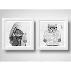 Set 2 Cuadros Gato Baño Gatito Toalla Mascota Pet Decoracion