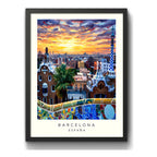Cuadro Barcelona Espana Park Güell Casas Antiguas Paisajes Marco Negro