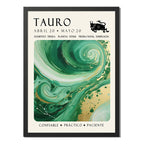 Cuadro Tauro Signo Astrologia Horoscopo Piedra Esmeralda Marco Negro