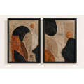 Set 2 Cuadros Boho Abstracto Texturas Bronce Decora Living Marco Negro