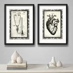 Set 2 Cuadros Estetoscópio Corazón Medico Arte Con Paspartu