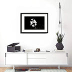 Cuadro Indio Solari Blanco Y Negro Rock 53x43cm Con Paspartú Marco Negro
