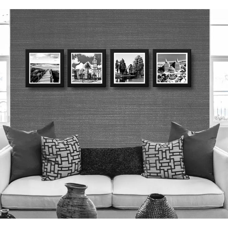 Set 4 Cuadros Montevideo Uruguay En Blanco Y Negro Ciudad