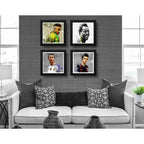 Set 4 Cuadros Messi Neymar Pelé Cristiano Ronaldo 33x33cm Marco Negro