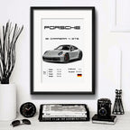 Cuadro Autos Y Camionetas Modelos Marcas Arte Con Paspartu Porsche Carrera 911 4 Gts Con Marco Negro