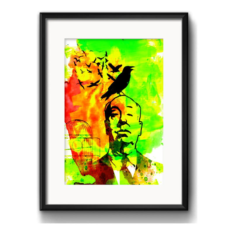 Cuadro Alfred Hitchcock Pop Art Los Pajaros Con Paspartú Marco Negro