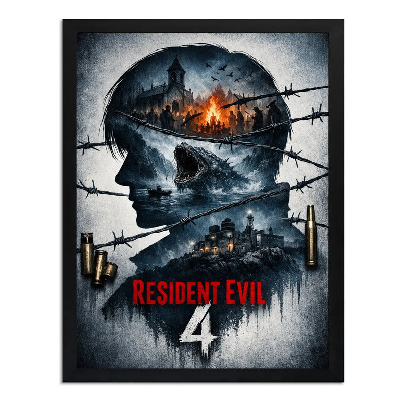 Cuadro Resident Evil 4 Game Arte Playstation Videojuego Marco Negro