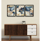Set 3 Cuadros Mapamundi Mapa Mundo Brs10 Decoracion Oficina Marco Negro