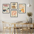 Wall 4 Cuadros Para Cocina Comedor Living Decoracion Moderna Frases Retro Vino Mate Te Desayuno Bon Appetit Con Marco Negro