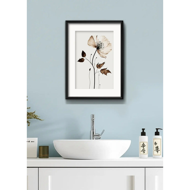 Cuadro Flores Hojas Secas Botanica Decoracion Con Paspartú Flor De Cafe The Coffee Flower Con Marco Negro